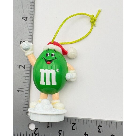 Green Peanut M&M's Christmas Tree Ornament Snowball Fight Tubhe Topper - Picture 3 of 8